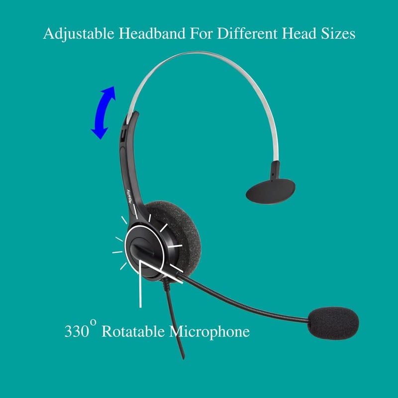 daily headset DailyHeadset 2.5 mm Jack Phone Headset On Ear Headphones Hands Free for Cordless Landline Telephones (Pack of 2) - Image 2